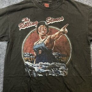 Y2K Rolling Stones Shirt Mens XL Black Rock Band Tour Rosie the Riveter Graphic